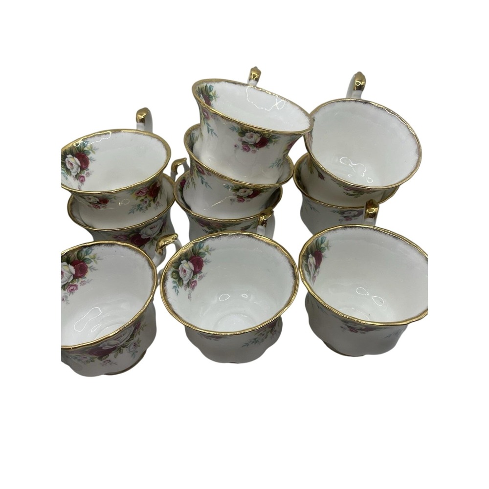 Royal Albert Bone China Moss Rose Cup 10 Pieces England Mint - Picture 2 of 7